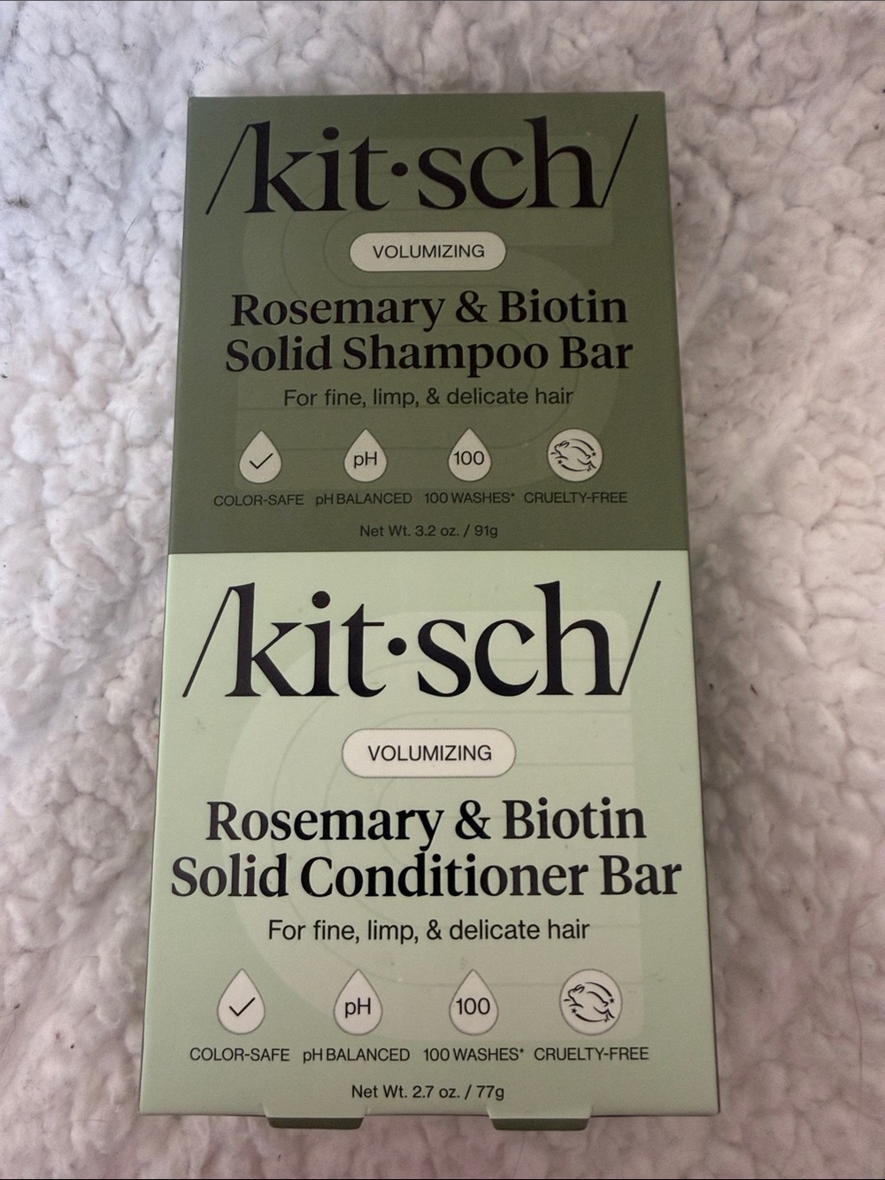 Kitsch Rosemary & Biotin Solid Shampoo & Conditioner Bars - Light Green